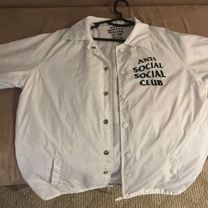 Anti Social social club coach jacket in white